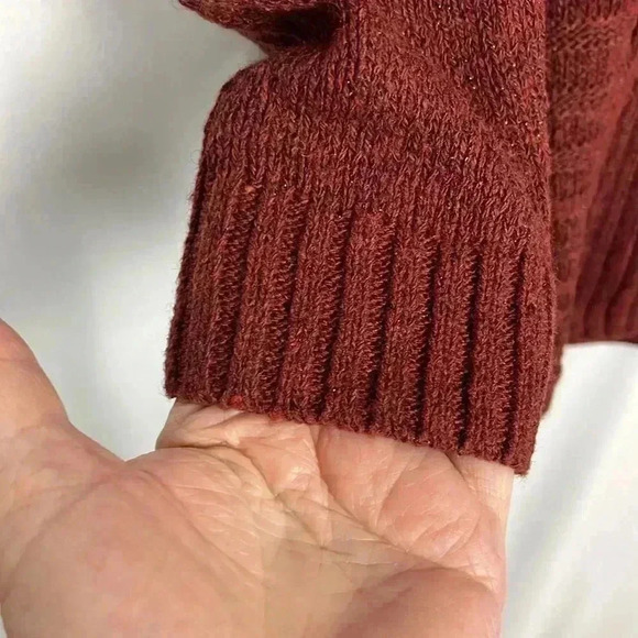 Fortune & Ivy Womens Cardigan Rust S Open Front Long Line Metallic Knit Trendy - Picture 5 of 16